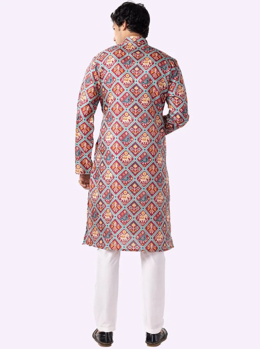 Stylish Wine Printed Kurta | The Kurta Company