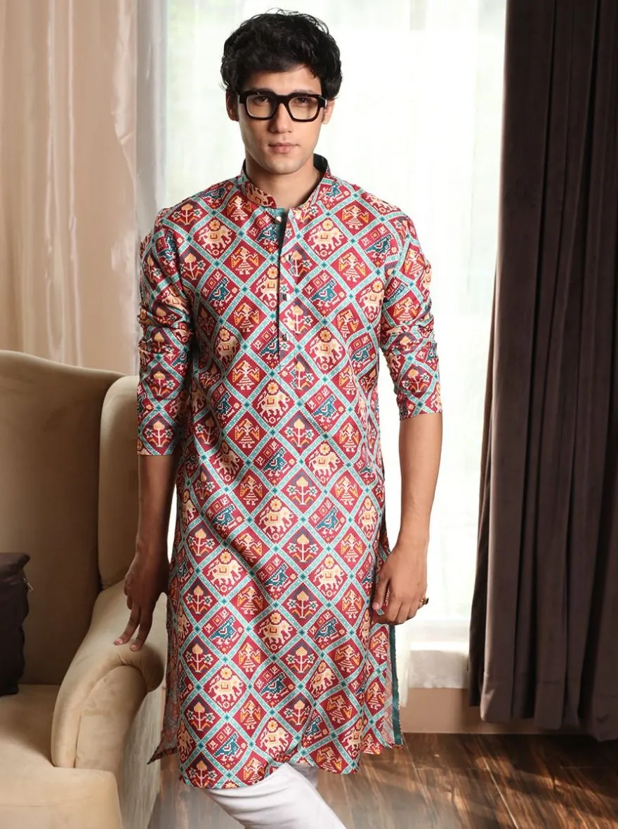 Stylish Wine Printed Kurta | The Kurta Company