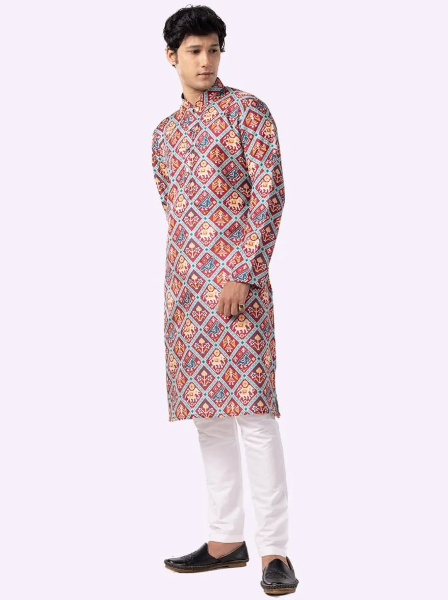 Stylish Wine Printed Kurta | The Kurta Company