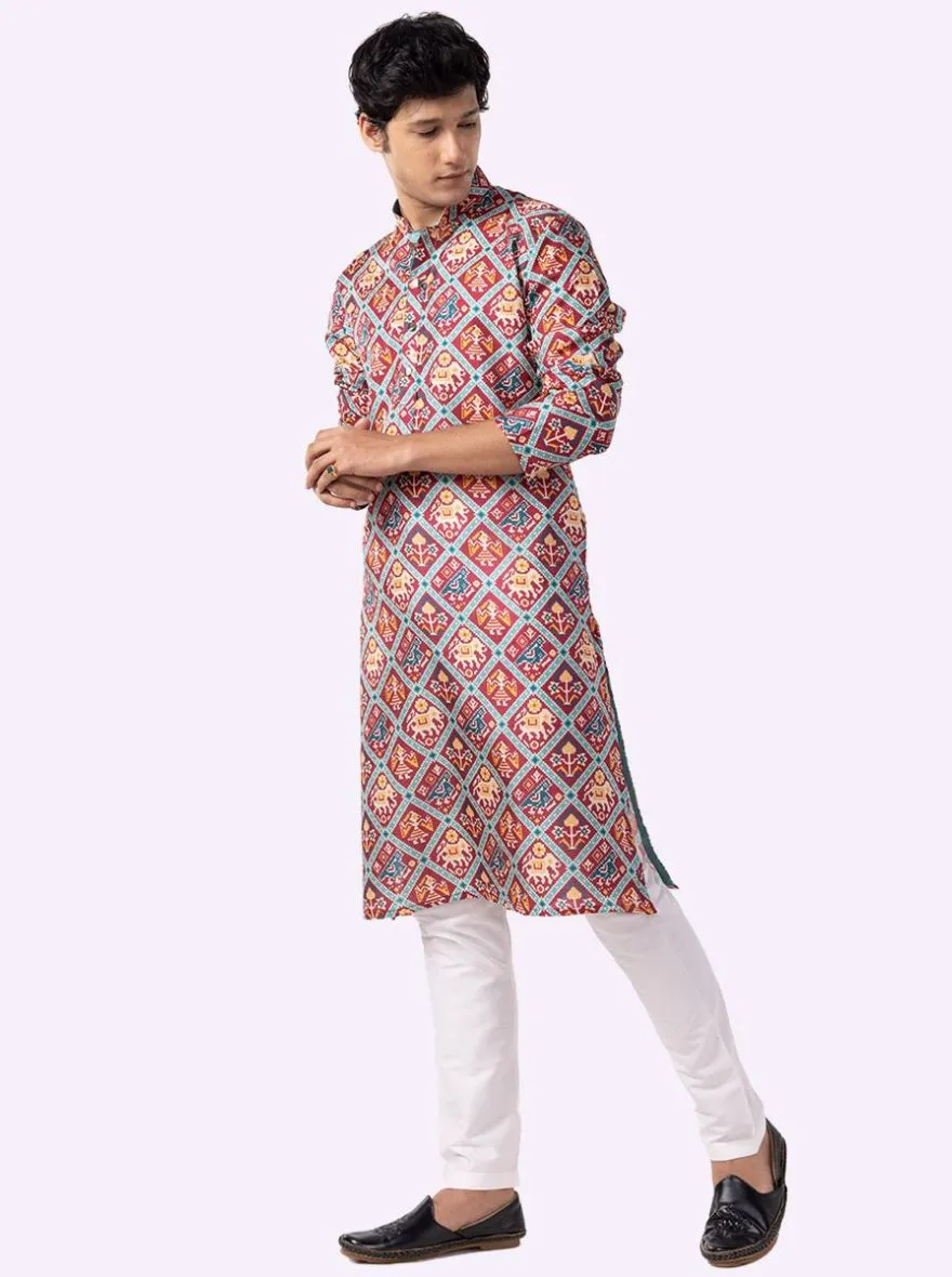 Stylish Wine Printed Kurta | The Kurta Company