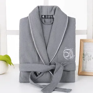 Summer Waffle Cotton Bathrobe Men Long-Sleeve Mens Robe Sweat Evaporate Couples Kimono Bath Robes Hotel SPA Robes Dressing Gown