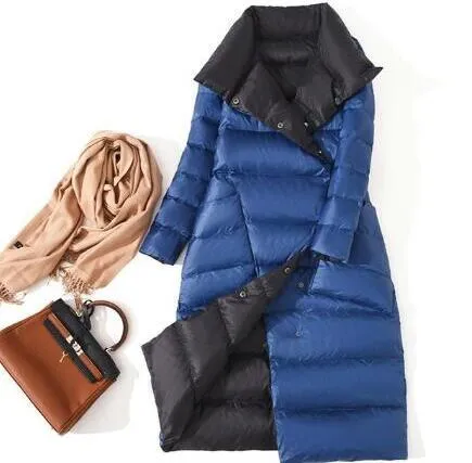 Super Long Zipper Stitching Slim Coat
