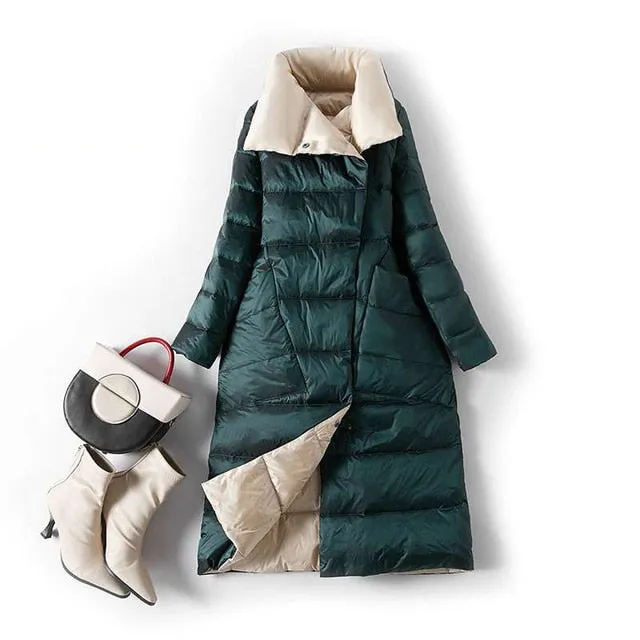 Super Long Zipper Stitching Slim Coat