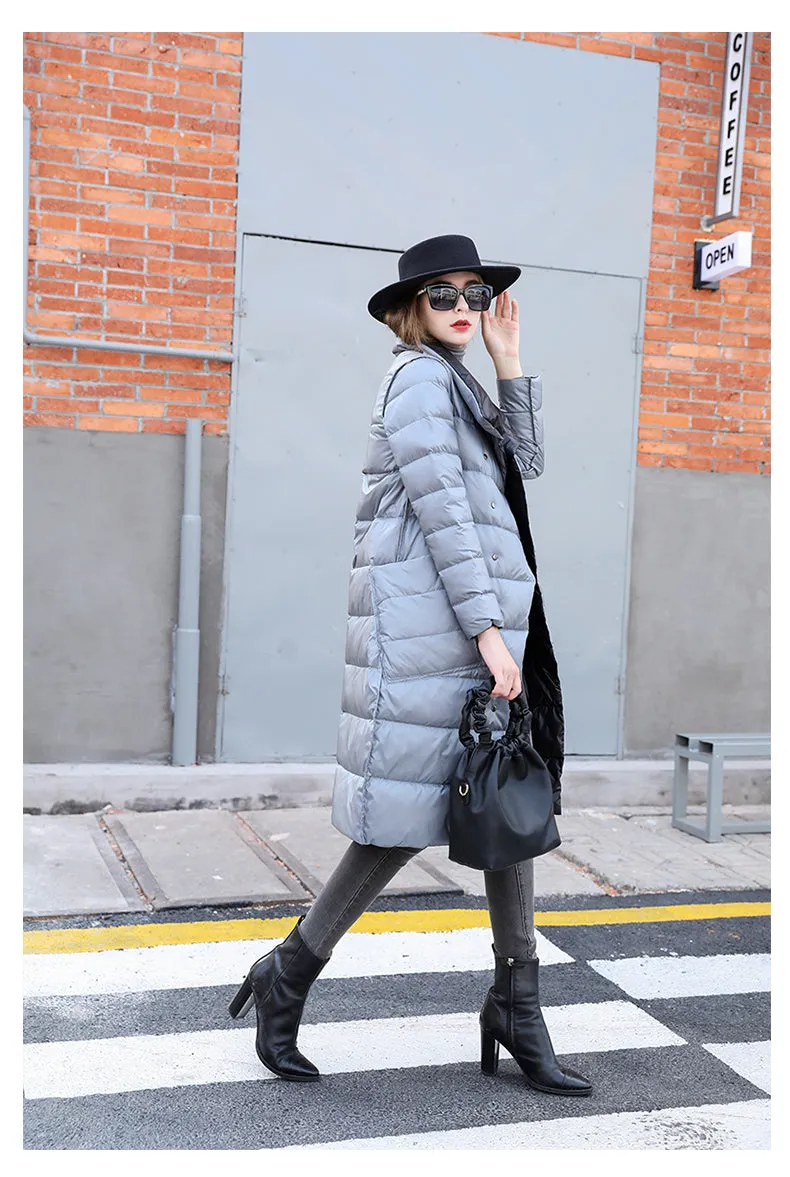 Super Long Zipper Stitching Slim Coat