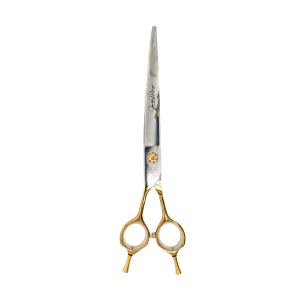 Tauro Pro Line Janita Plungė Stainless Steel Cutting Scissors Double Finger Rest Curved Ergonomic Extremally Sharp For The Left-Handed,  440c stainless steel, golden handles