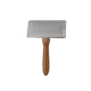 Tauro Pro Line Prestige Wooden Dog & Cat Brush With Metal Rim For All Coat Type Comfortable Brushing And Detangling, teeth 0.43 in