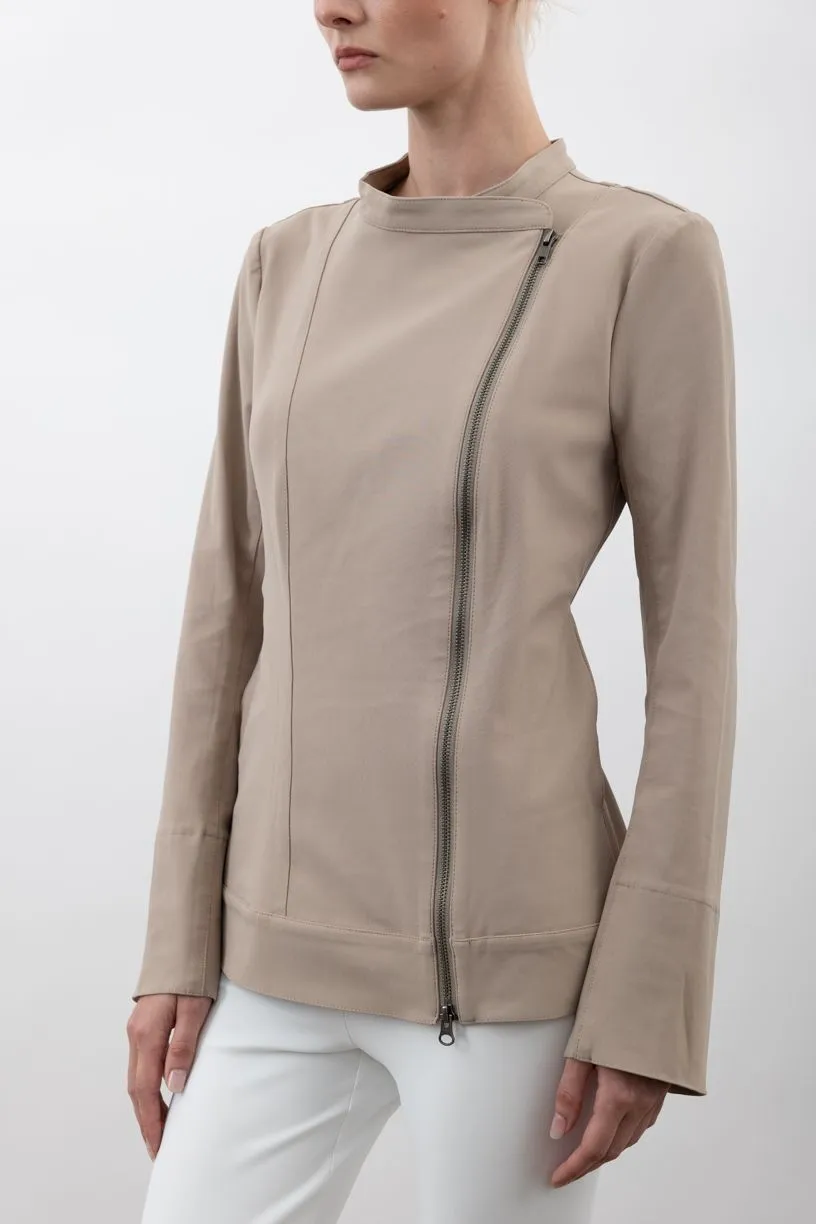 Tech Stretch Moto Jacket with Waist Drawstrings - VERACRUZ