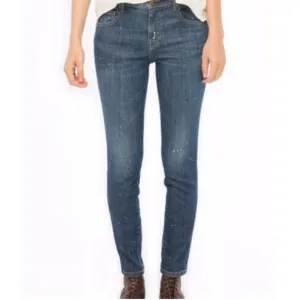 THE GREAT.- The Almost Skinny Jeans Paint Splatter Current Elliot Denim