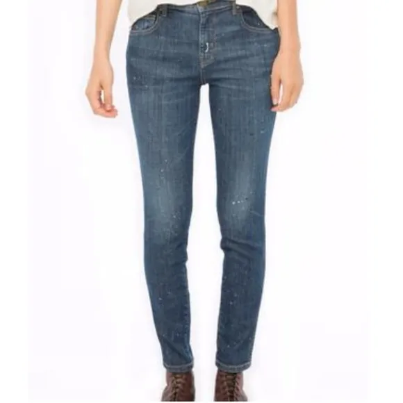THE GREAT.- The Almost Skinny Jeans Paint Splatter Current Elliot Denim