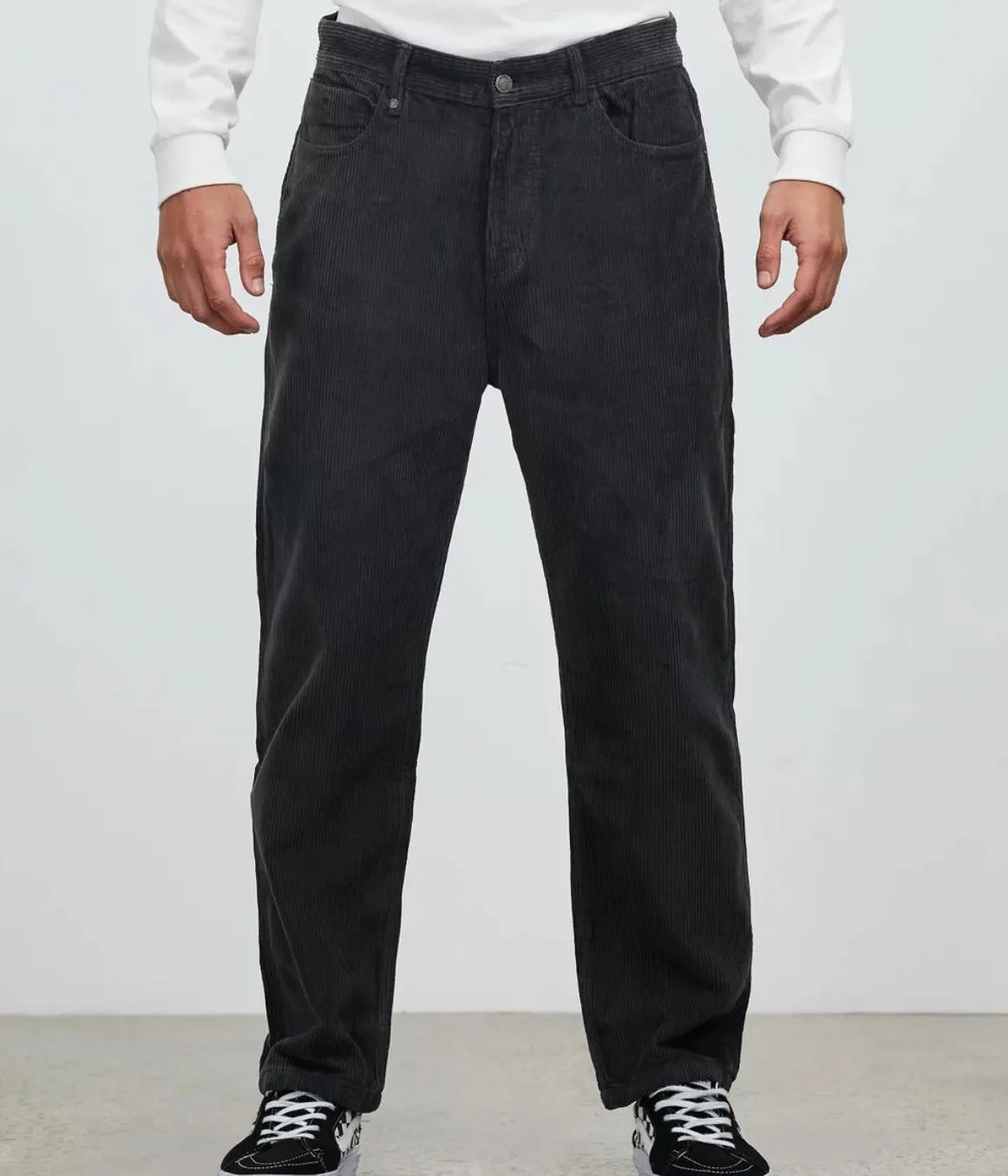 Thrills Mens Slacker Cord Jeans Charcoal Relaxed Fit Size 28 (New)