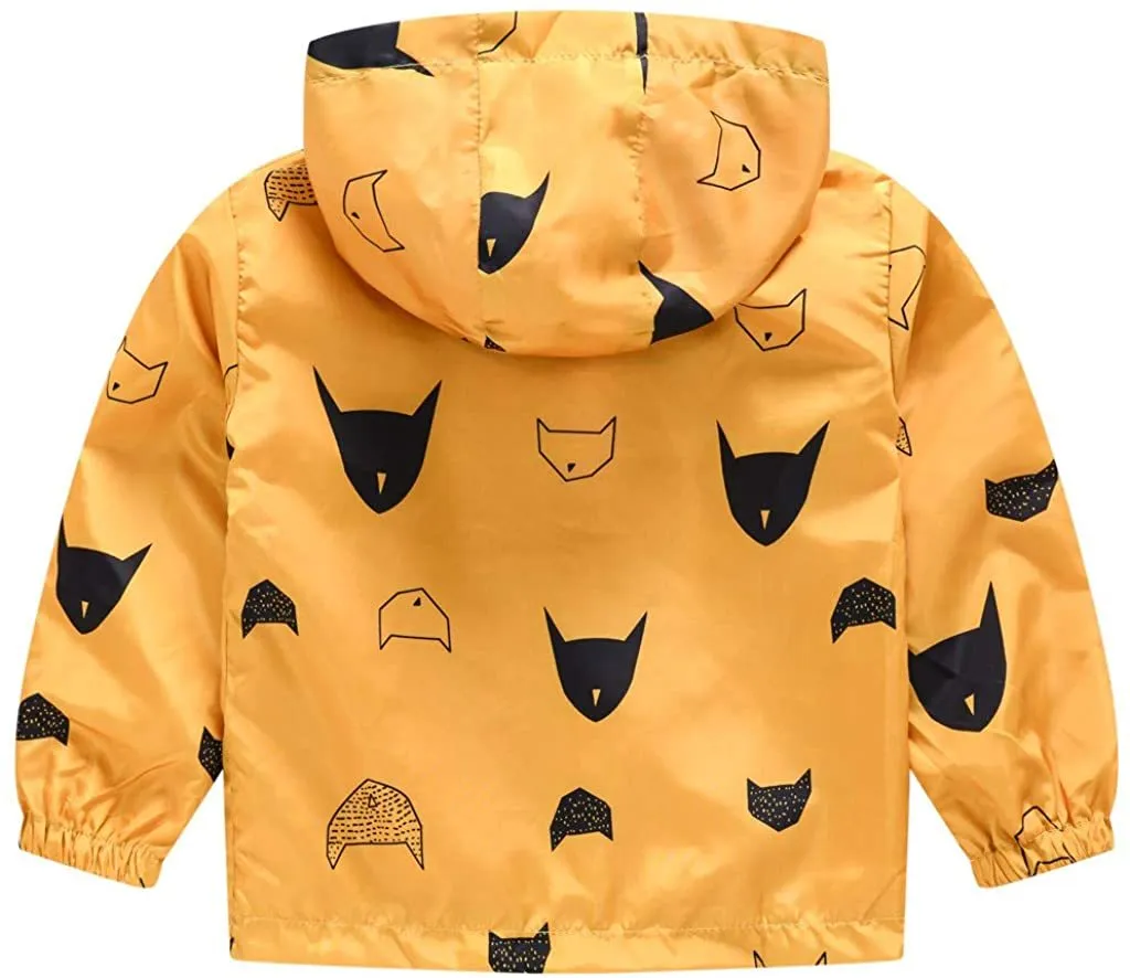 Toddler Boys Girls Jacket Hooded Trench Dinosaur Lightweight Kids Coats Windbreaker Outdoor