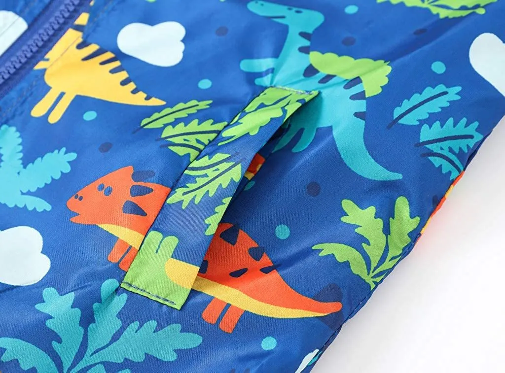 Toddler Boys Girls Jacket Hooded Trench Dinosaur Lightweight Kids Coats Windbreaker Outdoor