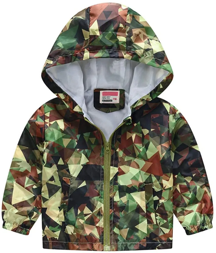 Toddler Boys Girls Jacket Hooded Trench Dinosaur Lightweight Kids Coats Windbreaker Outdoor