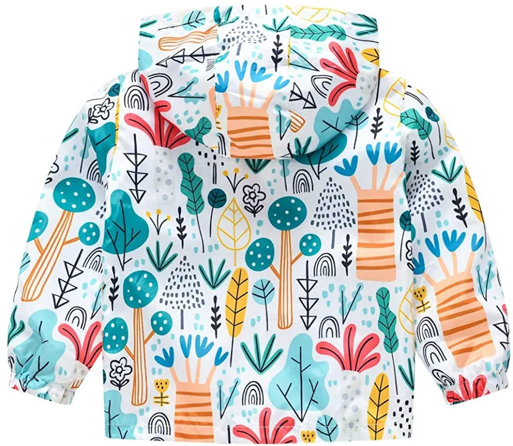 Toddler Boys Girls Jacket Hooded Trench Dinosaur Lightweight Kids Coats Windbreaker Outdoor