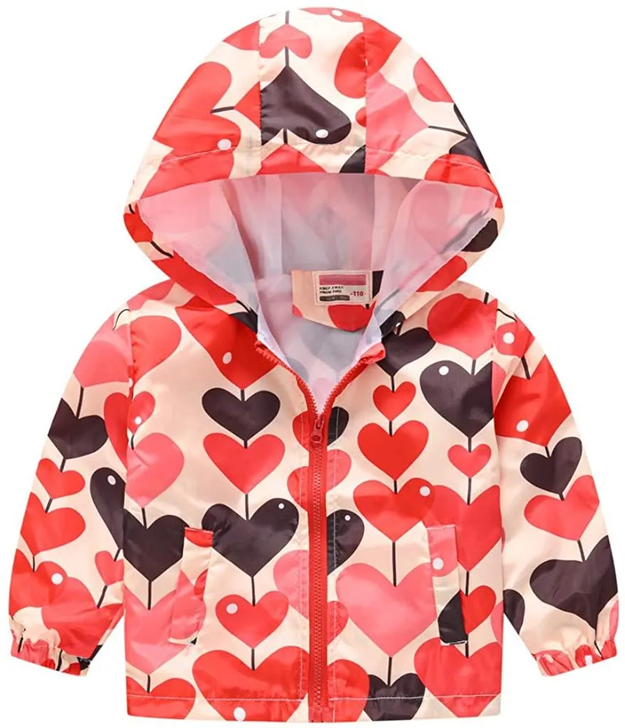 Toddler Boys Girls Jacket Hooded Trench Dinosaur Lightweight Kids Coats Windbreaker Outdoor