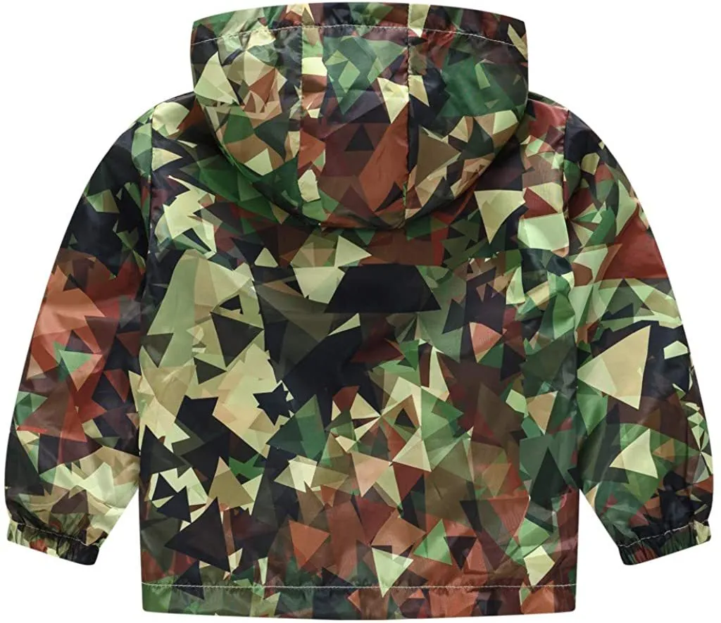 Toddler Boys Girls Jacket Hooded Trench Dinosaur Lightweight Kids Coats Windbreaker Outdoor