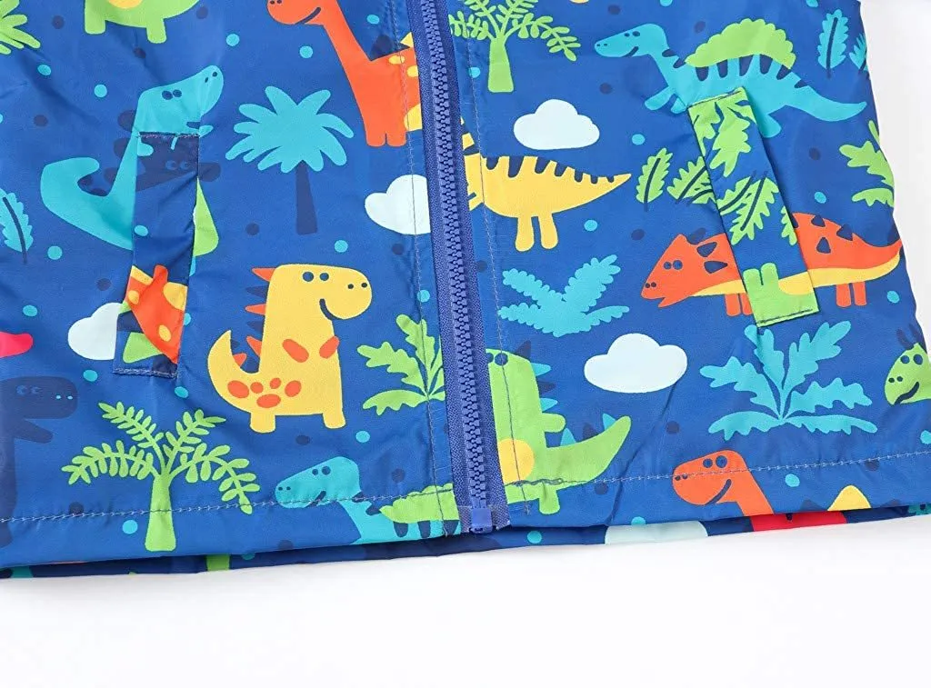 Toddler Boys Girls Jacket Hooded Trench Dinosaur Lightweight Kids Coats Windbreaker Outdoor