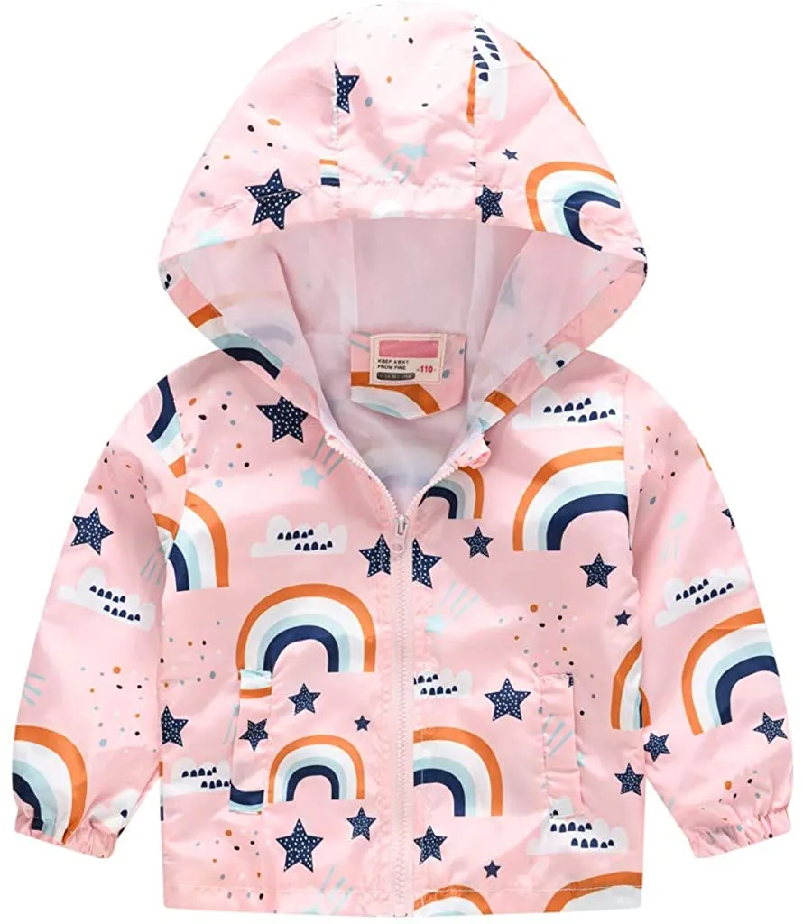 Toddler Boys Girls Jacket Hooded Trench Dinosaur Lightweight Kids Coats Windbreaker Outdoor