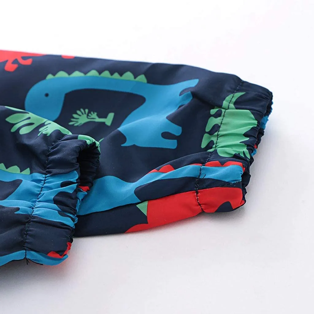Toddler Boys Girls Jacket Hooded Trench Dinosaur Lightweight Kids Coats Windbreaker Outdoor