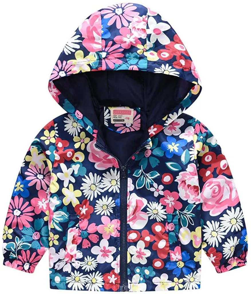 Toddler Boys Girls Jacket Hooded Trench Dinosaur Lightweight Kids Coats Windbreaker Outdoor