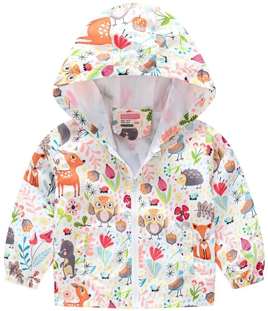Toddler Boys Girls Jacket Hooded Trench Dinosaur Lightweight Kids Coats Windbreaker Outdoor