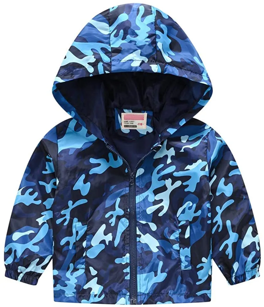 Toddler Boys Girls Jacket Hooded Trench Dinosaur Lightweight Kids Coats Windbreaker Outdoor