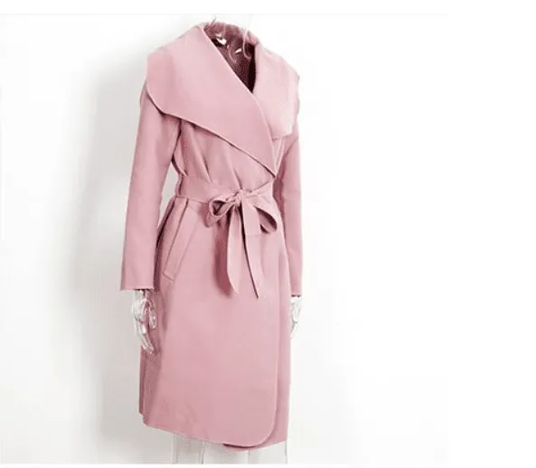 Turn-Down Ruffle Long Casual Coat
