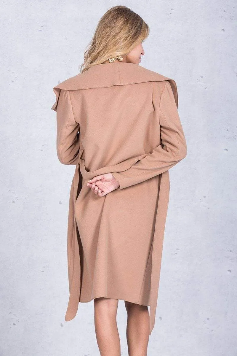Turn-Down Ruffle Long Casual Coat