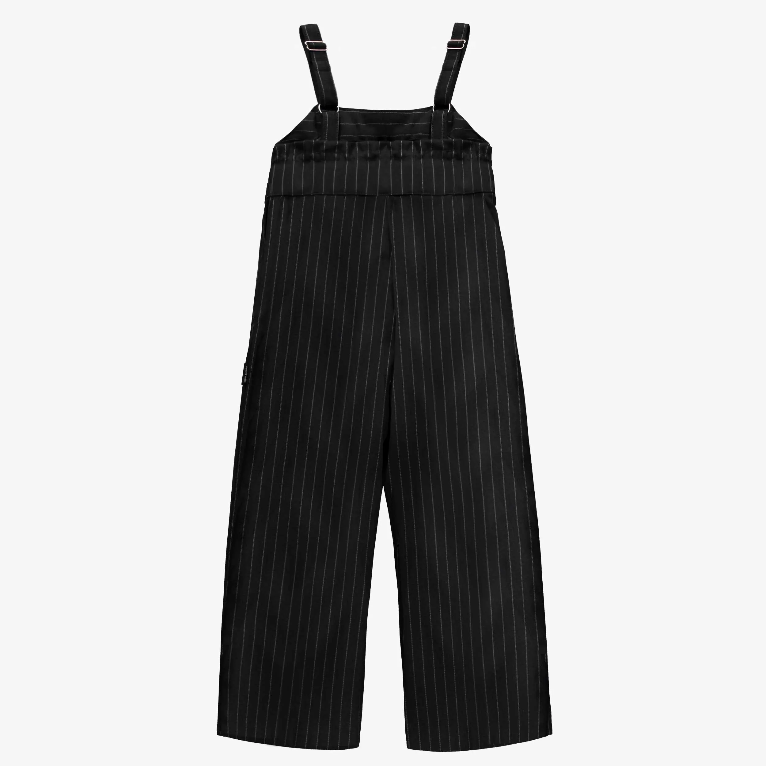 Une-pièce noir et blanc à rayures en gabardine de coton, enfant || Black and white striped one-piece in cotton gabardine, child