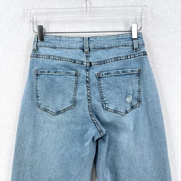 UNIVERSAL STANDARD Etta High Rise Straight Leg Jeans Womens 2 Distressed Washed