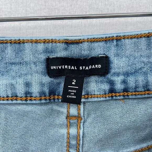 UNIVERSAL STANDARD Etta High Rise Straight Leg Jeans Womens 2 Distressed Washed