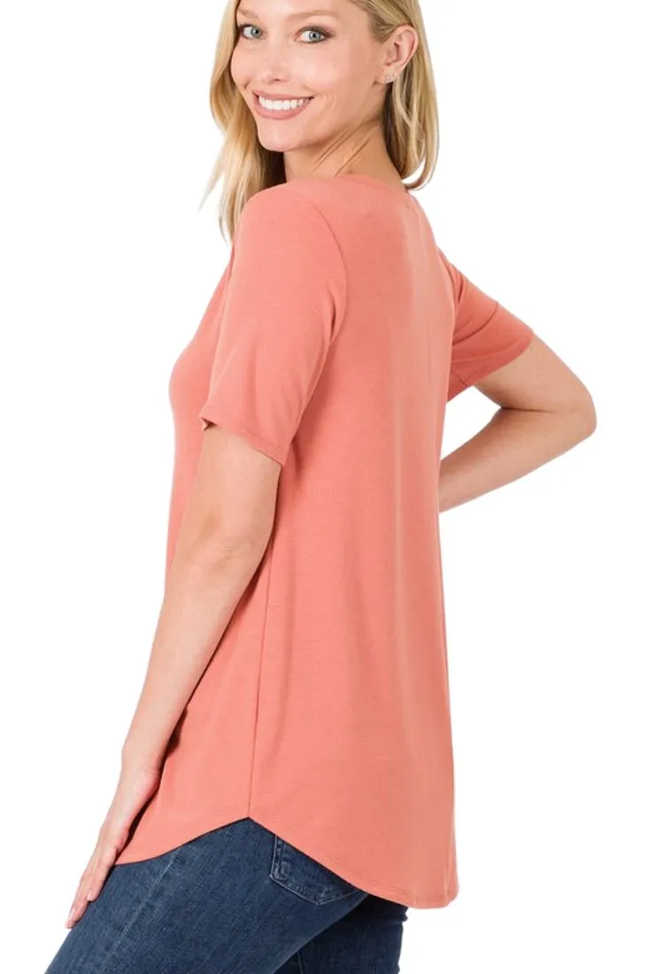 V-Neck Flowy Relaxed Fit Tee 3 colors