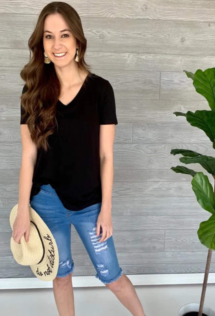 V-Neck Flowy Relaxed Fit Tee 3 colors