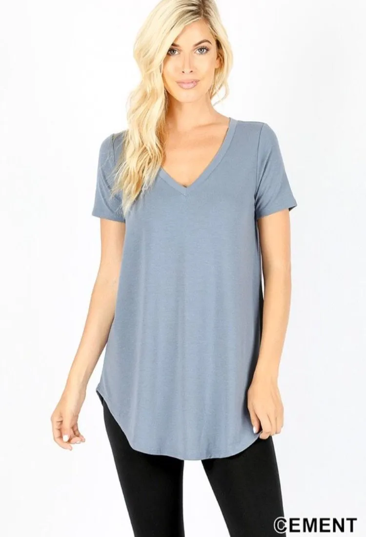 V-Neck Flowy Relaxed Fit Tee 3 colors