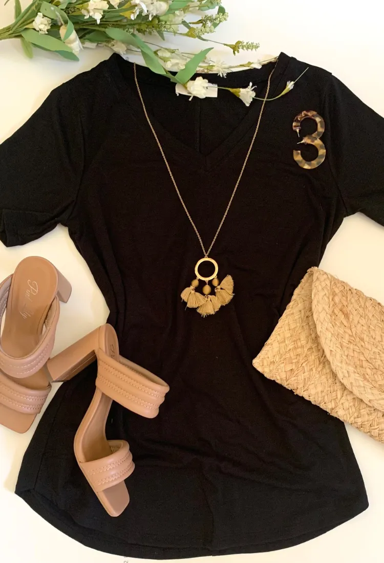 V-Neck Flowy Relaxed Fit Tee 3 colors