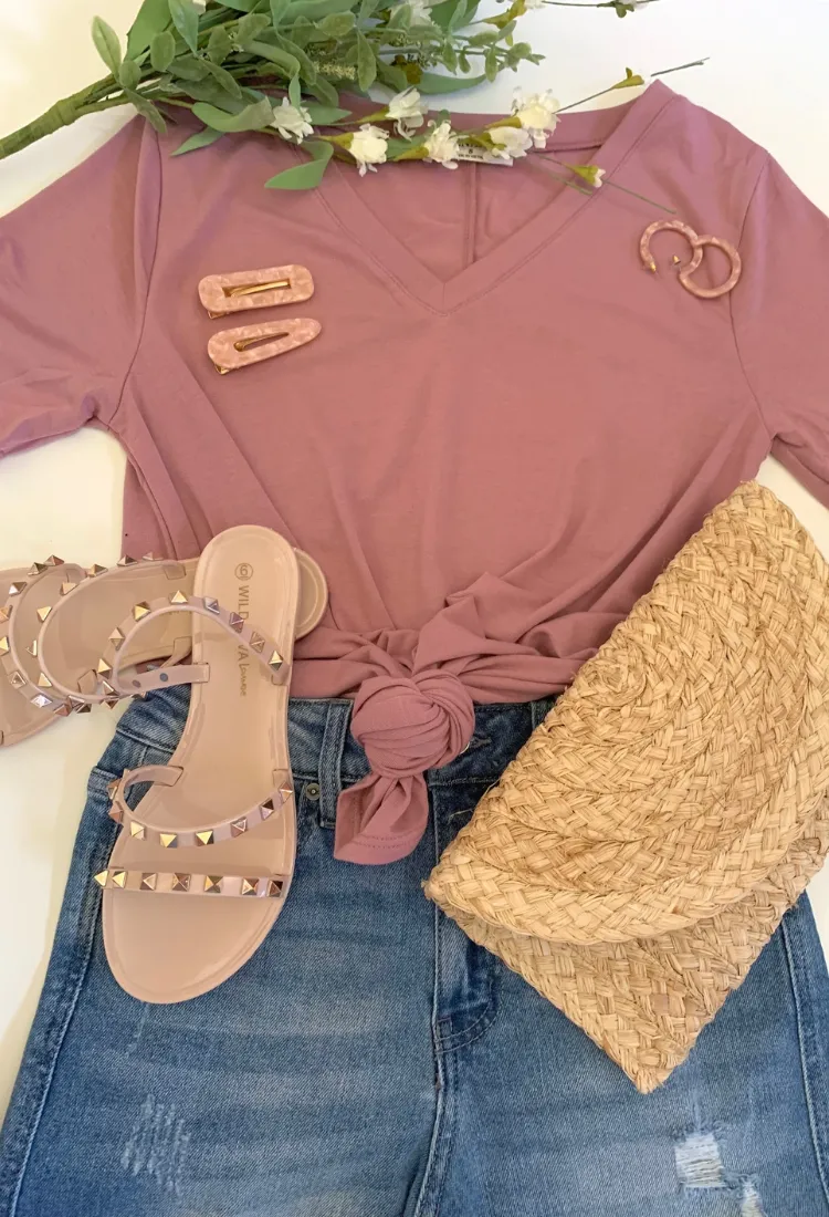 V-Neck Flowy Relaxed Fit Tee 3 colors