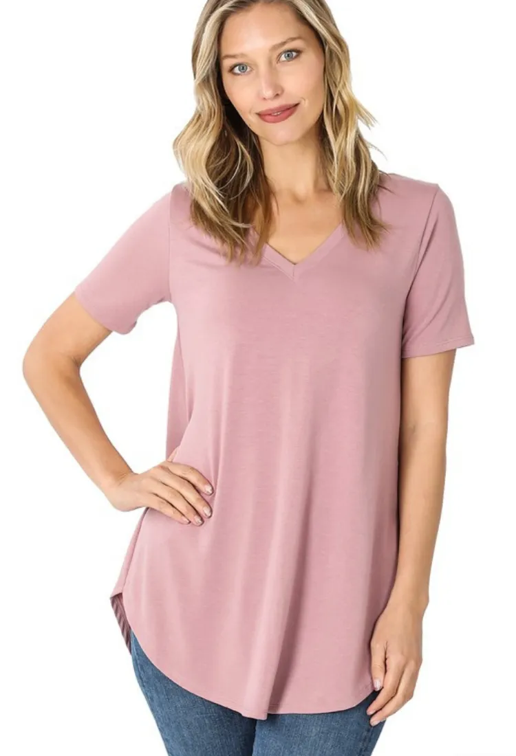 V-Neck Flowy Relaxed Fit Tee 3 colors