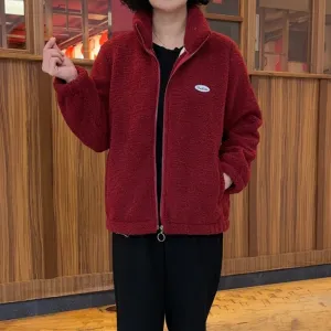 Valentina – Cozy Red Plush Winter Jacket for Women