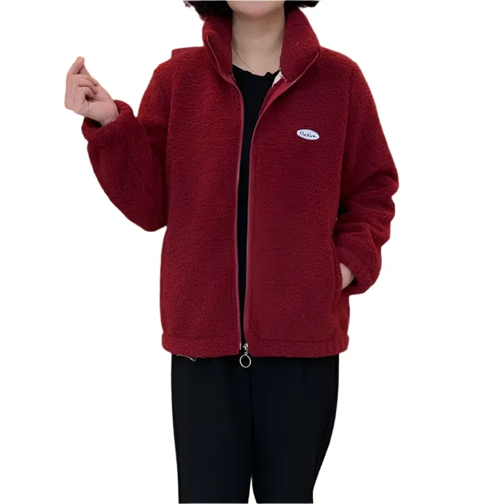 Valentina – Cozy Red Plush Winter Jacket for Women