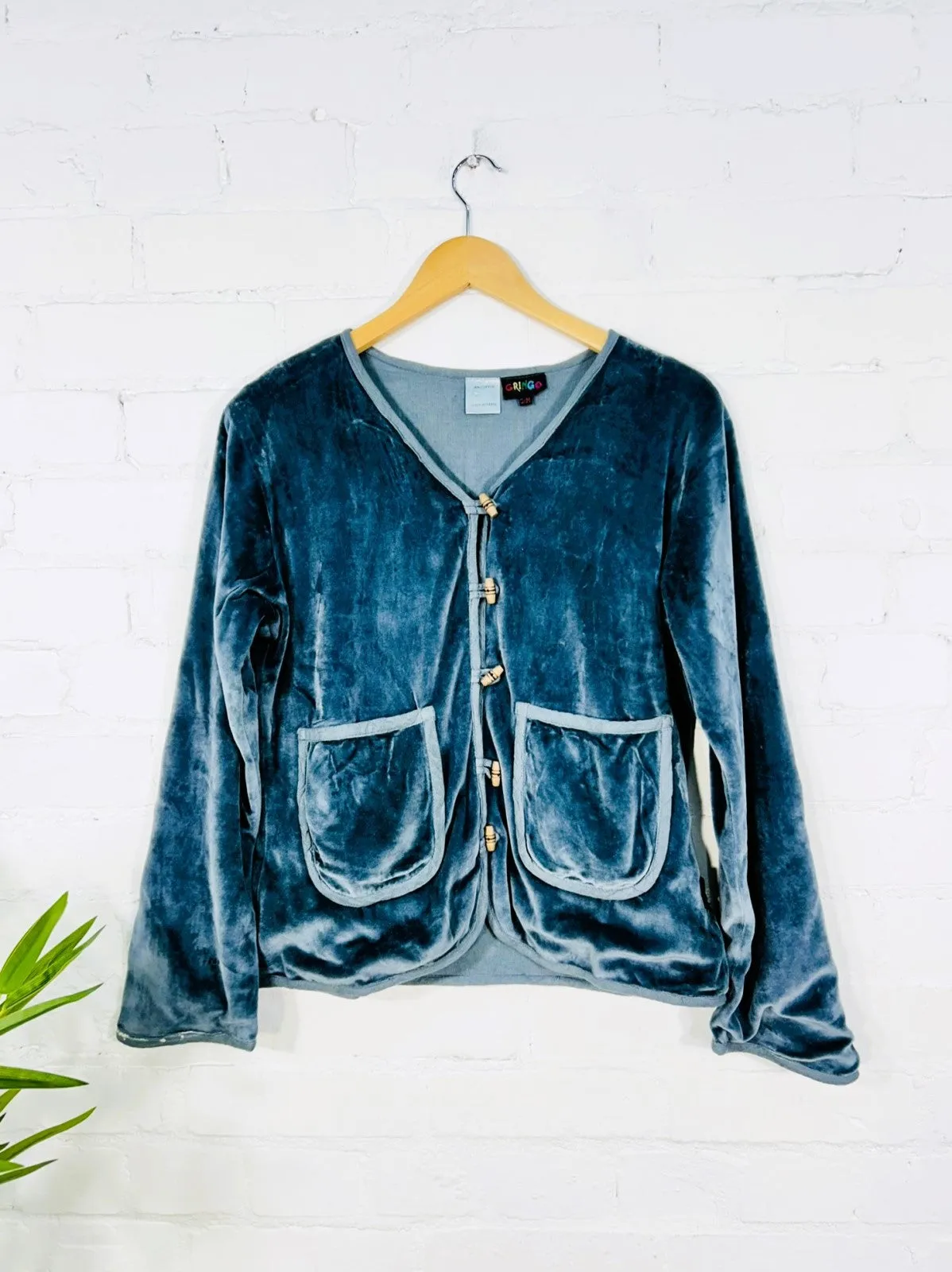 Velvet Long Sleeve Lined Toggle Jacket