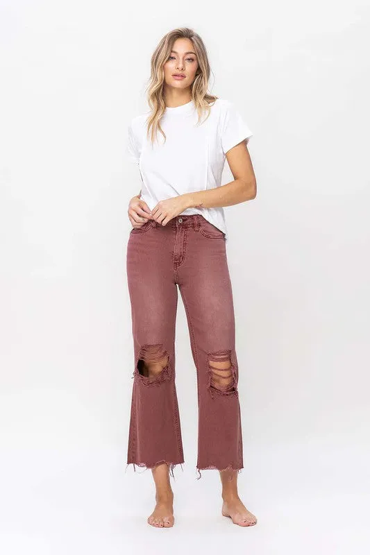 VERVET by Flying Monkey 90S VINTAGE HIGH RISE CROP FLARE JEAN