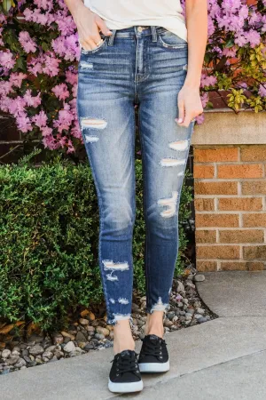 Vervet Distressed Skinny Jeans- Freya Wash