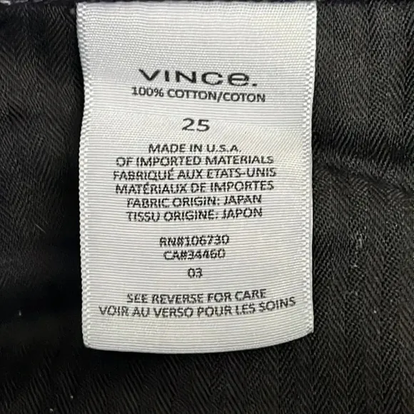 Vince High Rise Distressed Straight Leg Cotton Jeans in Washed Black - Size 25