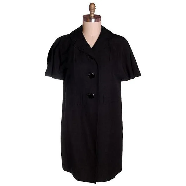 Vintage Coat Unusual Short Sleeves Bonwit Teller 1950s