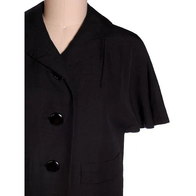 Vintage Coat Unusual Short Sleeves Bonwit Teller 1950s