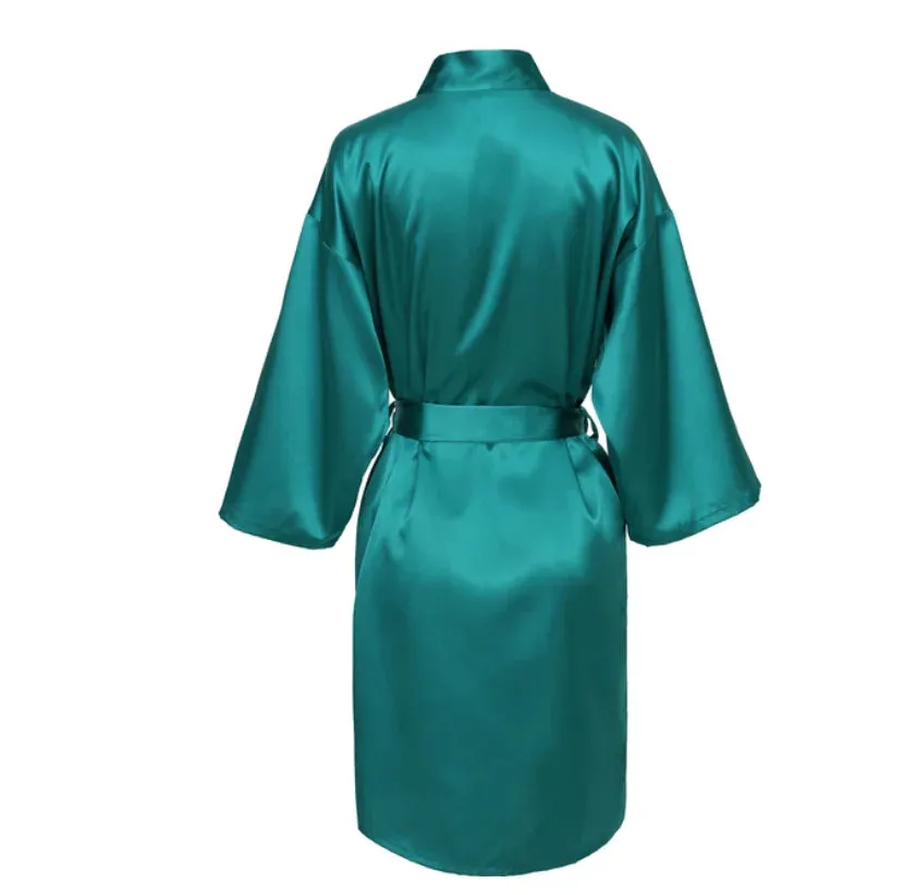 Wedding Party Team Bride Robe With Black Letters Kimono Satin Pajamas Bridesmaid Bathrobe SP2000