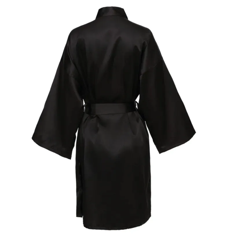 Wedding Party Team Bride Robe With Black Letters Kimono Satin Pajamas Bridesmaid Bathrobe SP2000