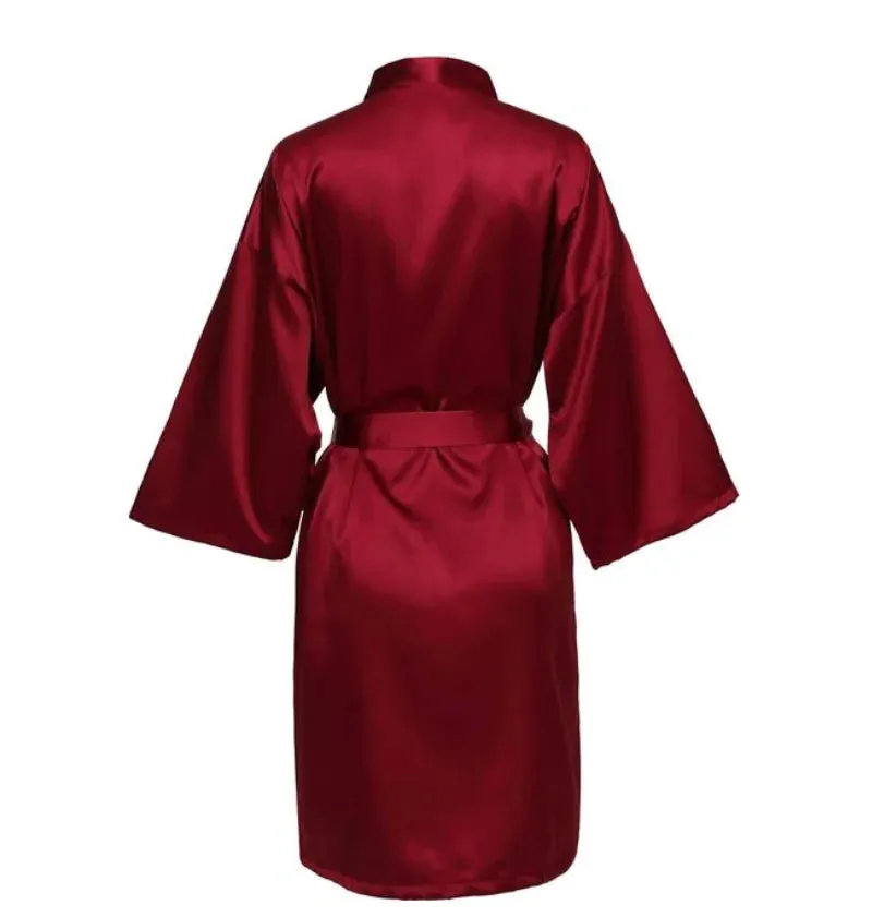 Wedding Party Team Bride Robe With Black Letters Kimono Satin Pajamas Bridesmaid Bathrobe SP2000