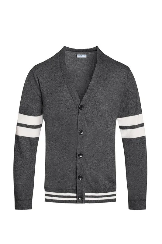 Weiv Men's Two Stripe Button Cardigan