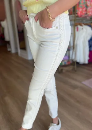 White Braided Jeans